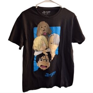 Yuri On Ice Anime T-Shirt Medium Black Chibi Victor Yuri Yurio Makkachin